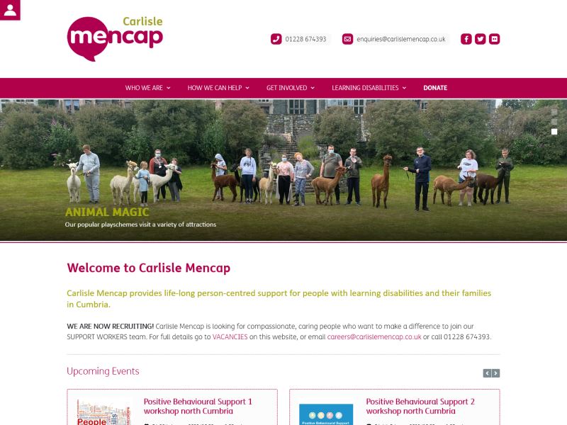 Carlisle Mencap - Provides support for children and adults with learning disabilities and their families across Cumbria.